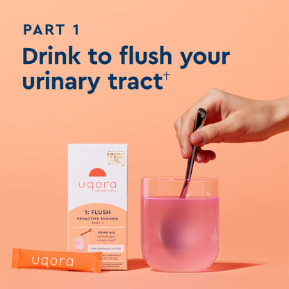 Uqora Flush - Urinary Tract* with D-Mannose, Vitamin C, Vitamin B6, Potassium, Magnesium & Calcium - Gluten-Free & Vegan - Pink Lemonade Flavor - 20 Packets (2 Pack)